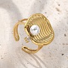 304 Stainless Steel Cubic Zirconia Cuff Rings for Women RJEW-D302-02G-04-4