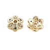 Flower Brass Cubic Zirconia Bead Caps KK-S379-16G-B-1