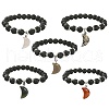 Natural Lava Rock Round Beaded Stretch Bracelet BJEW-JB09377-1