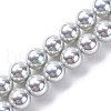 UV Plating Pearlized Glass Pearl Beads Strands GLAA-F128-01B-T12-1