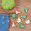 BENECREAT 32Pcs 12 Styles Food Grade Eco-Friendly Silicone Beads with Baking Painted Zinc Alloy Knitting Stitch Marker Rings SIL-BC0001-08B-4