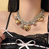 Alloy Heart Pendant Bib Necklaces for Women FS-WGE740F-01-3