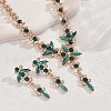 Flower Brass Rhinestone Pendant Necklaces & Stud Dangle Earrings FS-WG58BAB-01-3