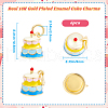 Beebeecraft 6Pcs Real 18K Gold Plated Brass Enamel Pendants KK-BBC0015-31-2