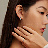 Feather Rhodium Plated 925 Sterling Silver Micro Pave Clear Cubic Zirconia Enamel Adjustable Cuff Rings FS-WG2F112-01-3