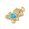 Rack Plating Brass Micro Pave Clear Cubic Zirconia Pendants KK-P268-05A-G02-2