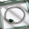 Brass Micro Pave Cubic Zirconia Rectangle Link Bracelets KK-R217-34P-1