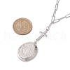 Brass Cross & Oval Locket Pendant Necklaces NJEW-JN04960-3