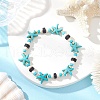 Synthetic Turquoise & Natural Lava Rock Beads Stretch Bracelets for Men Women BJEW-JB11988-03-1