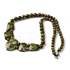 Natural Unakite Faceted Bib Graduated Beaded Necklaces for Women NJEW-B128-01N-4