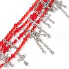 Red Glass Multi-Strand Beaded Bracelets BJEW-JB10709-4