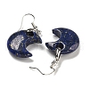 Rack Plating Moon Brass Dangle Earrings for Women EJEW-B064-02P-09-2
