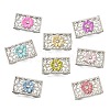 Brass Crystal Rhinestone Rectangle with Flower Multi-Strands Links KK-P306-21P-1