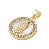 Brass Micro Pave Clear Cubic Zirconia Pendant KK-I712-40G-2