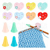  Silicone Heart & Synthetic Rubber Cone Knitting Needle Point Protectors DIY-NB0010-18-1