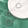 304 Stainless Steel Triple Ring Lariat Necklaces NJEW-R026-16P-3