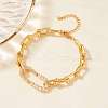 Brass Micro Pave Clear Cubic Zirconia Oval Link Bracelets for Women QD5529-2-1