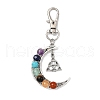 Wire Wrapped Chakra Synthetic & Natural Mixed Stone & Alloy Moon Pendant Decorations HJEW-JM01576-02-1