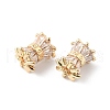 Rack Plating Brass Micro Pave Clear Cubic Zirconia Drum Beads KK-D075-03KCG-3