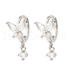 Butterfly Platinum Brass Dangle Hoop Earrings EJEW-L270-11P-01-1