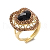 Heart Synthetic Blue Goldstone Finger Rings RJEW-K286-06G-2