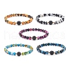 Natural Fire Crackle Agate & Lava Rock Stretch Bracelet BJEW-JB08362-1