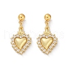 Heart Brass Micro Pave Clear Cubic Zirconia Dangle Stud Earrings EJEW-F895-14G-4