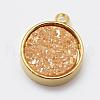 Electroplated Natural Druzy Agate Charms G-P321-05G-2