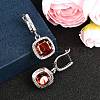 925 Sterling Silver Pave Cubic Zirconia Square Hoop Earrings EJEW-C150-01A-01-3