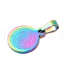 Flat Round with San Benito & Word 304 Stainless Steel Charms STAS-I036-03M-2