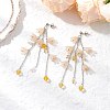 Acrylic Flower Tassel Stud Earrings EJEW-TA00648-03-1