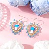 Heart with Mushroom Handmade Lampwork Dangle Earrings EJEW-MZ00450-03-1