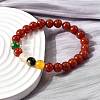 Natural Carnelian Round Beaded Bracelets BJEW-M110-03A-1