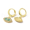 Evil Eye Real 18K Gold Plated Brass Dangle Leverback Earrings EJEW-Q797-01B-G-2