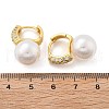 Plastic Pearl Dangle Hoop Earrings with Clear Cubic Zirconia EJEW-A070-08G-5