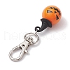 Halloween Theme Wood & Alloy Pumpkin Pendant Decoration HJEW-JM01979-4