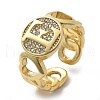 Brass Micro Pave Clear Cubic Zirconia Open Cuff Rings for Women RJEW-K289-02G-E-4