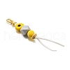 Sunflower Silicone & Natural Wood Beads Pendant Decorations HJEW-JM03080-01-3