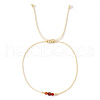 Simple Casual Brass & Natural Red Agate Beads Braided Bracelets LM1536-3-2