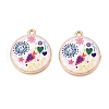 Printed Rack Plating Alloy Enamel Pendants ENAM-T020-02H-3