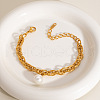 Stainless Steel Initation Pearl Round Bead Charm Bracelets BT3427-4