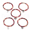 5Pcs Alloy Heart Charm Bracelets BJEW-JB11728-2