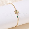 Brass Micro Pave Cubic Zirconia Birthday Flower Link Bracelets BJEW-U031-01G-05-2