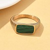 316L Stainless Steel Natural Malachite Finger Rings for Women RJEW-U054-02C-01G-2
