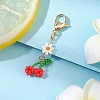 Cherry & Flower Glass Seed Beads Pendant Decoration HJEW-MZ00155-1