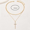 Fashionable Iron & Clear Glass Rhinestone Double-Layer Cross Pendant Necklaces for Women XJ4228-3