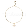 Heart with Cross Light Gold Brass Micro Pave Cubic Zirconia Pendant Necklaces NJEW-E105-12KCG-2