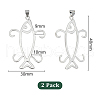 GOMAKERER 2Pcs Rhodium Plated 925 Sterling Silver 4 Claw Prongs Pendant Blank Fish Shape Cabochon Settings FIND-GO0001-72-2