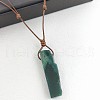 Natural Green Onyx Agate(Dyed & Heated) Rectangle Pendant Necklaces FS-WGC5719-08-1