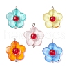 Transparent Acrylic & Glass Flower Connector Charms PALLOY-JF03720-1